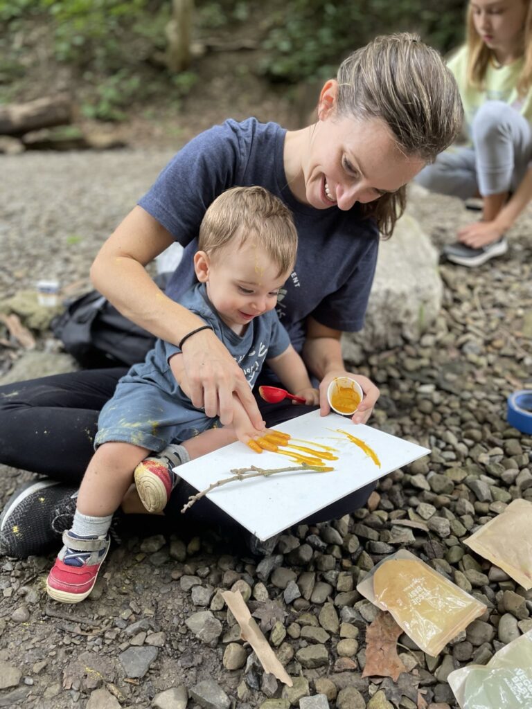 Jamie painting with son